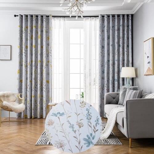 Country Style Blackout Curtains for Living Room 1 Piece Flower Print Polyester Fabric Window Drape Elegant Bedroom Kitchen Panel