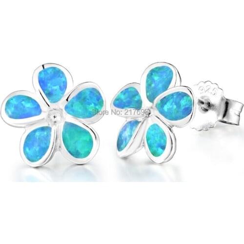 DORMITH 925 sterling silver created opal for women Flower stud earrings for women jewelry