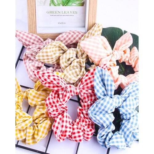 Candygirl Lovely Girls Hair Band Cute Rabbit Ear Headband Fashion Plaid Child Bandeau Hair Accessories Ornament Kids Headwear