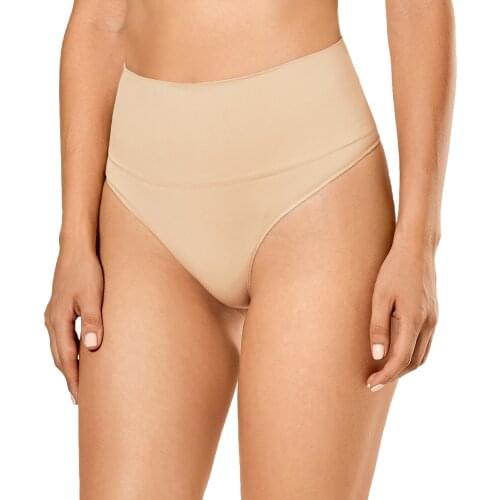 Womens Tummy Control High Waisted Seamless Plus Size Thong Shapewear