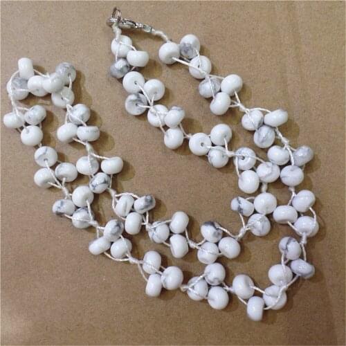 1 Strand 8x5mm Wholesale Natural White Howlite Spacer Bead Pendant Necklace Jewelry Ornaments 16.5inch S303