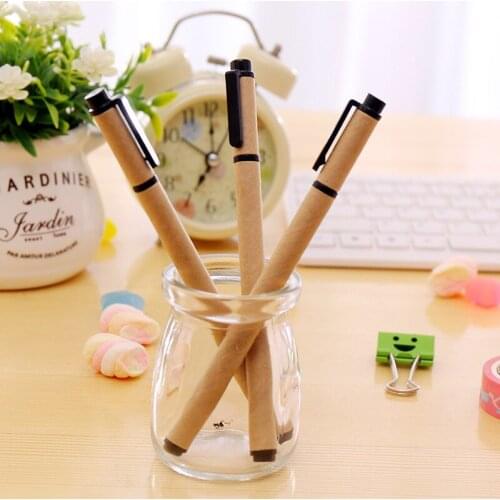 1 PCS New Kraft Paper Gel Pen Set Eco Friendly Kawaii School Supplies Office Stationary Kawaii Pens Stationery Gel Ink Pen Color
