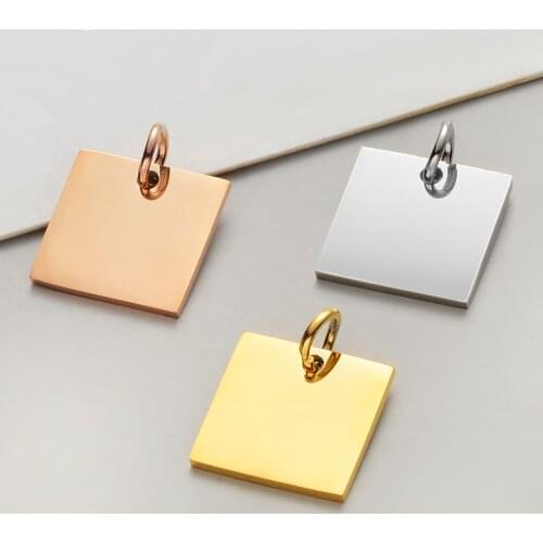 10pcs/Lot Square Pendant Stainless Steel Mirror Polished For Making Bracelet Necklace Accessories