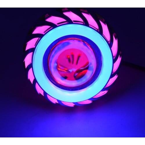 12V Motorcycle Head Light Lamp Projector Lens Light With Led Angel Devil Eyes Headlight 30W 1200Lm 200000H Double Aperture Light