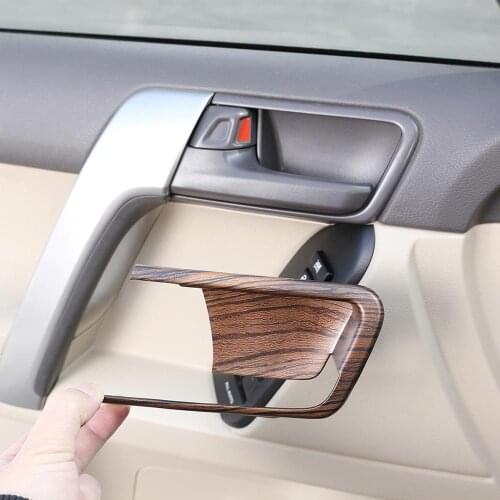 4pcs Pine Wood Grain Car ABS Interior Door Bowl Cover Trim for Toyota Land Cruiser Prado FJ150 150 2014-2018 Models Accessories