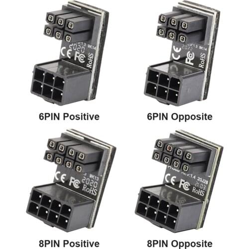 ATX 8 Pin Graphics Card Adapter VGA PSU Adapter Elbow GPU Power Steering Connector PCIE 6pin 8pin 180 Degree Rotation