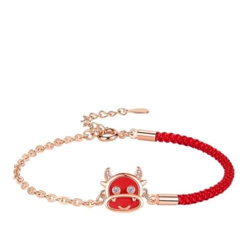 Charms Rope Red Handmade Bracelet Girls Fashion Zodiac Ox Hand Accessories Vintage Silver 925 Bangle For Women Jewelry 2021 New