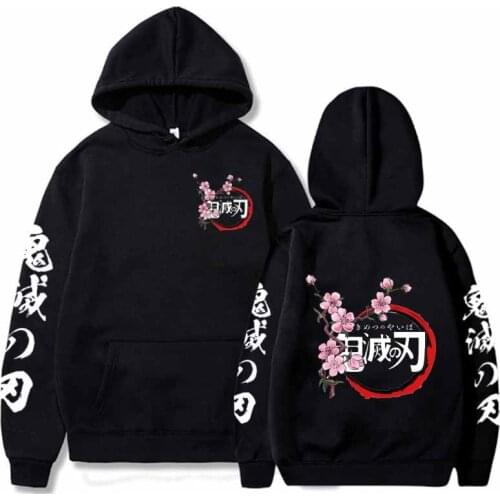 Anime Demon Slayer Logo Hoodie Hip Hop Casual Loose Print Streetwear Unisex