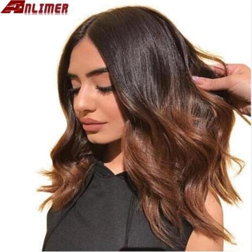 Anlimer Ombre 1b30# Lace Front Human Hair Wigs with Baby Hair Pre-Plucked Hairline Remy Brazilian Body Wave Glueless Wigs