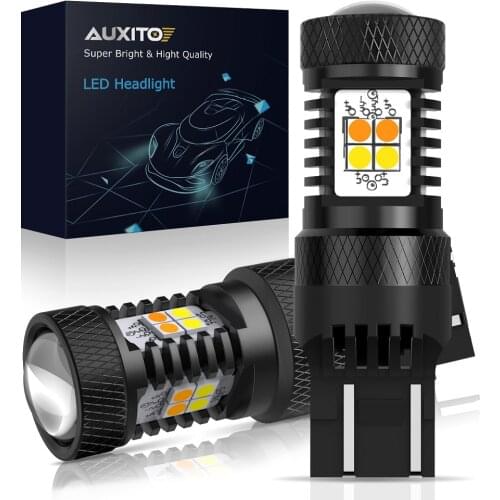 AUXITO 2Pcs T20 W21/5W 7443 LED T25 3157 P27W LED Canbus No Hyper Flash Switchback White Amber Dual Color DRL Turn Signal Light