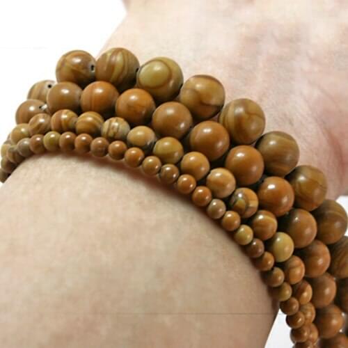 Hot Selling 4MM 6MM 8MM 10mm Natural Round Wood Stone Beads Fit Jewelry Necklace Bracelet Making
