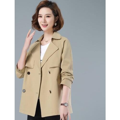 OL Short Windbreaker Female Double-Breasted Korean Loose 2021 New Spring Autumn Suit Collar Jacket Plus Size 5XL Coat Chic y1522