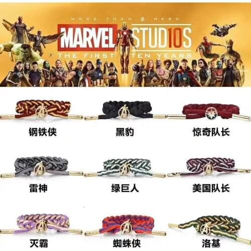 Disney Avengers Figures Marvel Bracelet Anime Spiderman Loki Cartoon Wristband for Boys Girls Gifts