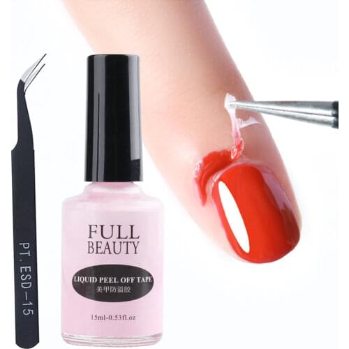 15 ml Fast Drying Liquid Peel Off Tape Nail Polish Pink Nail Art Latex Finger Skin Defender Glue Stamping Care Tool LA1825-1