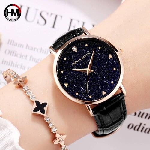 Top Luxury brand Japanese original imported movement quartz watch ladies waterproof leather flash Star Dial Clock woman watches