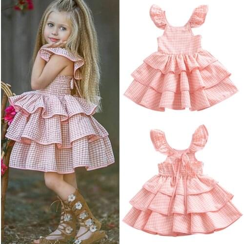 1-6 Years Kids Dresses for Girls Summer Casual Dress European and American Style Tutu Skirt for Baby Girl Birthday Party Costume