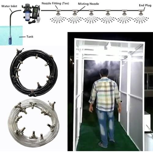H06 DC electric diaphragm pump 6M-18M dust removal set 6mm slip lock fog nozzle low pressure atomization humidify cooling system
