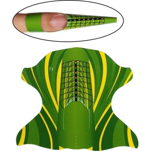 Finger Angel 50/100/500PCS Nail Form Tips Green Paper Nail Art Guide Gel UV Extension French Manicure DIY Tool W011