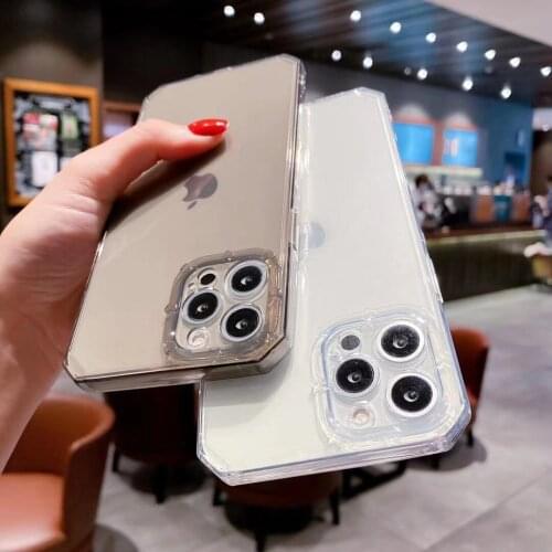 Square Transparent Camera Case For iPhone 12 Pro 11 Pro Max X XR XS 7 8 Plus SE 2020 Case Shockproof Bumper Soft TPU Back Cover