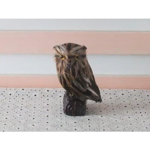 Small simulation owl toy polyethylene & fur brown owl model gift about 7*7*12cm136