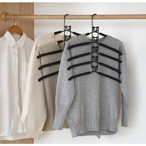 5 In 1 Anti-Slip EVA Metal Clothes Rack Wardrobe Storage Rack Multi-Layered Closet Hanger Space Saving Organizer