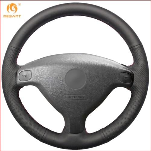 MEWANT Black Genuine Leather Car Steering Wheel Cover for Buick Sail Opel Astra G H 1998-2007 Opel Zafira A 1999-2005 Parts