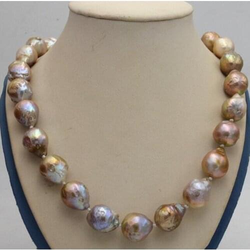 Natural 14x17mm Reborn Baroque Edison Pearl Knot Jewelry Necklace 18" AA 36"