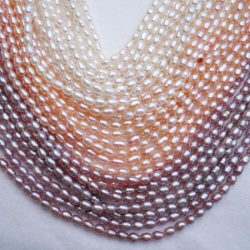 Natural freshwater irregular rice-shaped pearl 5-6MM loose beads 14"