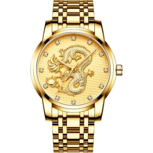 NEKTOM 8191 Männer Mode Quarzuhr Gold Männer Uhren Luxus Wasserdicht Geschä Quarz Drachen Uhr Männlichen Uhren Geschenk