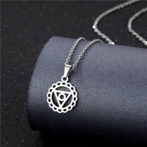 Stainless Steel Hollow Lotus angel eyes Geometric Round Triangle shape Pendant Necklace Woman Mother Girl Gift Wedding Jewelry