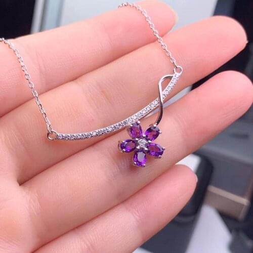 New product recommendation, Natural Amethyst necklace, latest design, 925 Sterling silver, flower style