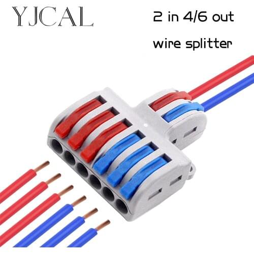 New Type SPL-42 62 Wire Connector 2 In 4/6 Out Wire Splitter Quick Conectors Universal Compact Wiring Conductor LED Conector