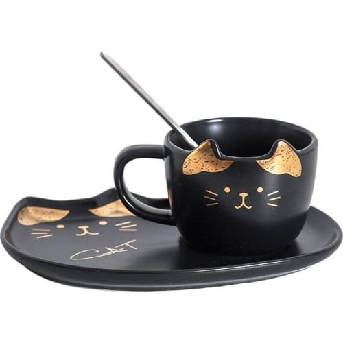 Office Ceramic Cup & Saucer Set European Luxurious Gold Plated Coffee Mugs Tea Mugs Couples Lovely Gifts Cup With Spoon Gift Box