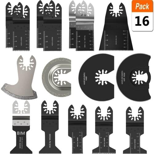 16Pcs Oscillating Multi Tool Saw Blade for Fein Bosch Multimaster Makita Bosch Cutting Wood Tools for Renovator Power Blades