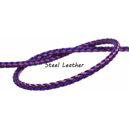 3m/lot Approx 3.2mm purple color stainless steel braided cords for necklaces bracelets making stainless steel cords jewelry