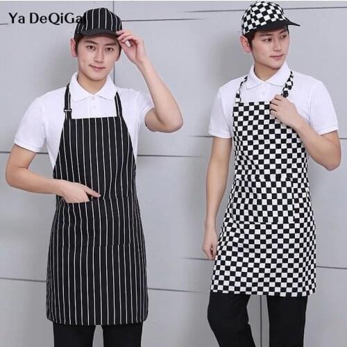 Plaid Stripe Half Apron with Pockets price Chef Apron for Kitchen Waiter Men Women Cooking Aprons chef uniform apron Wholesale