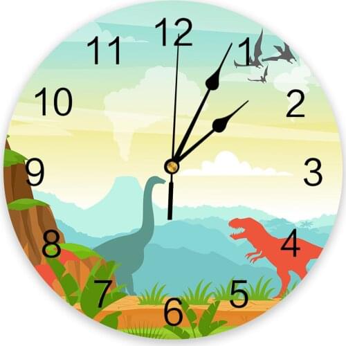 Primitive Dinosaur Jurassic Wall Clock For Modern Home Decoration Teen Room Living Room Needle Hanging Watch Table Clock