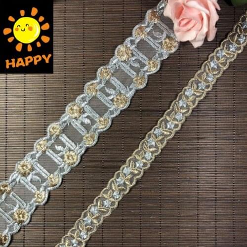 Luxury Colorful Polyester 3D Flowers Embroidered Lace Fabric Guipure Applique Curtains Clothing DIY Sewing Accessories