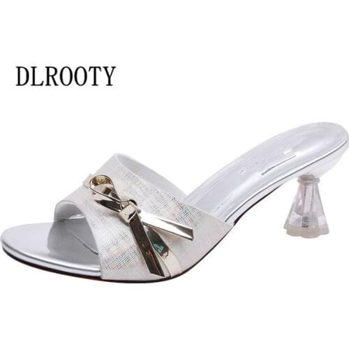 Woman Sandals Shoes Slippers Flip Flops Summer Style Pumps High Heels Peep Toe Fashion Butterfly-knot Female Casual Slides
