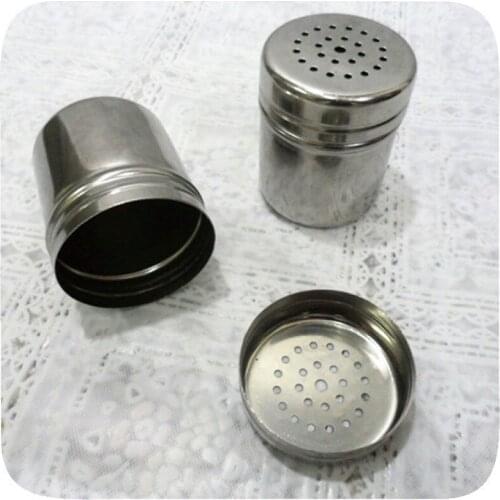 DoreenBeads Stainless Steel Salt Sugar Pepper Shaker Box Cocoa Icing Powder Containers Home BBQ Baking Picnic Use 7*5 cm 1 PC