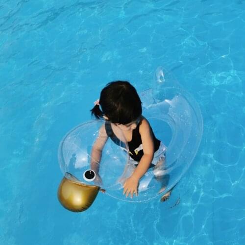 Cute Transparent Duck Baby Swimming Ring Inflatable Baby Bath Swim Circle Floating Baby Seat Swimming Pool Toys