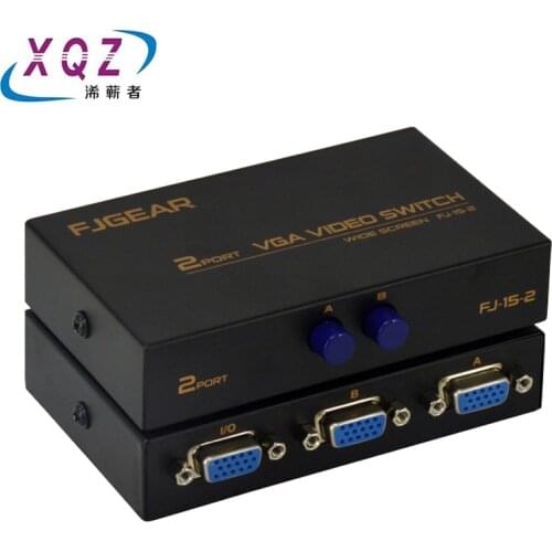 VGA Switch 2port Video Audio Selector Switcher Box 2 In 1 Out For PC or Monitor Sharin two computer share one monitor
