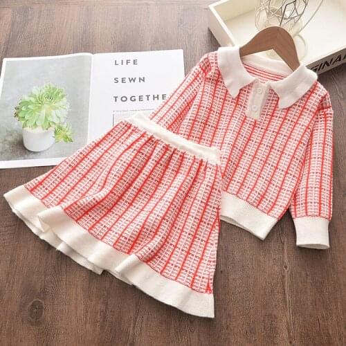 Baby Girls Knitted Sweater Clothes Sets Fashion Children Winter Soft Cotton Tops and Skirt Outfits 2Pcs Kids Cute Clothing 2-6Y