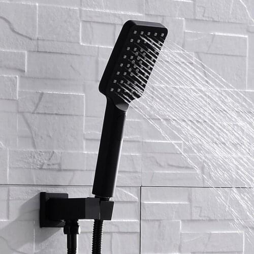 High Quality Bathroom Square ABS black lacquer Bathroom High Pressure Hand Shower Set With Shower & Hose Bathroom Accessories