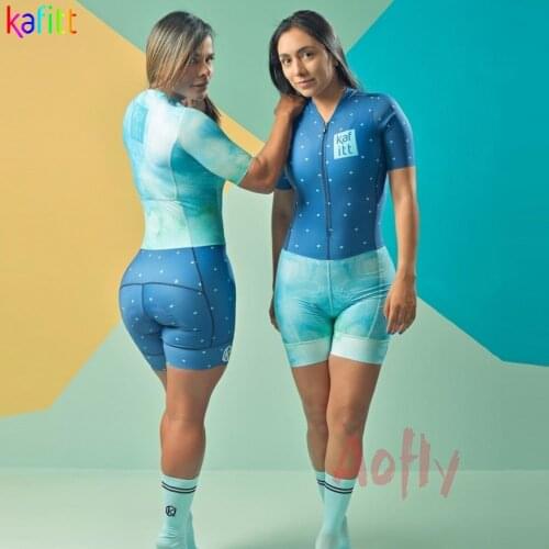 2021 Kafitt Womens Professional Clothes Cycling Triathlon Skinsuit Sets Macaquinho Ciclismo Feminino Gel Pink Pad Maillot Mujer