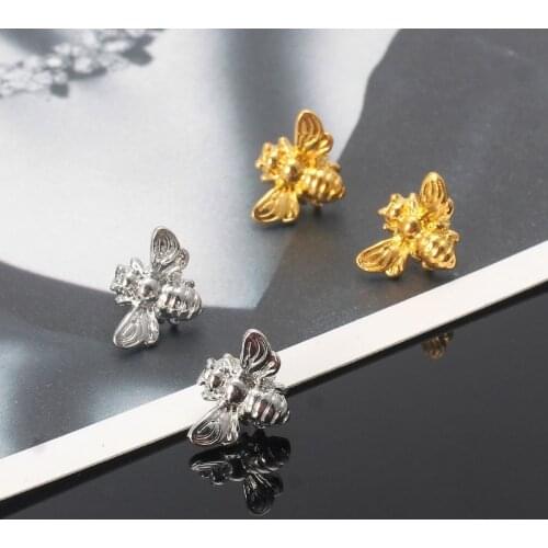 1 Pair Cute Tiny Honey Bee Stud Earrings Insect Bumble Bee Jewelry Gold Silver