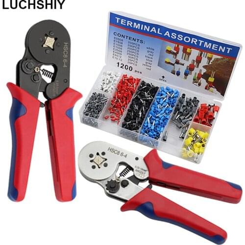 1200PCS Tubular Terminal Crimping Tools Mini Electrical Pliers HSC8 6-4A/HSC8 6-4 0.25-10mm2/0.25-6mm2 23-7AWG Hand Tools Set