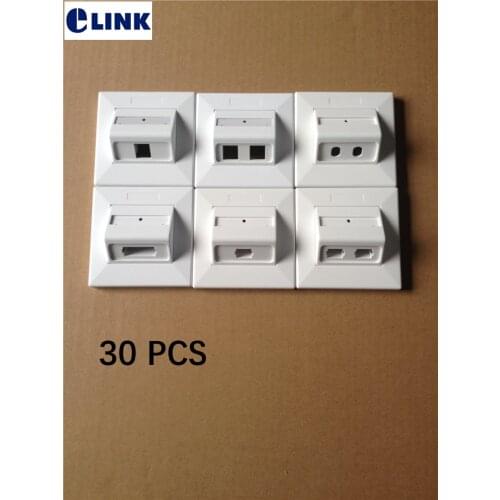 30 PCS LC SC ST faceplate without adapter SM MM ftth SX DX white color ABS Wall outlet 2 core 1core fiber optical face plate 86