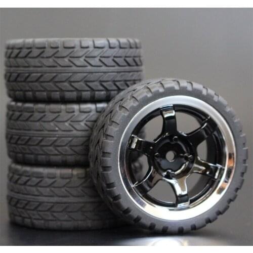 4PCS 1/10 Rubber Tire RC Racing Car Tires On Road Wheel Rim Fit For HSP HPI RC Car Part Diameter 65mm Tires 94123-94122