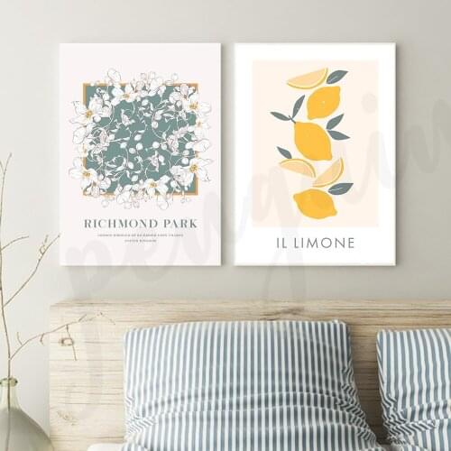 Richmond Park Abstract Flower Poster Il Lemon Wall Art Picture Prints Canvas Painting Living Room Decoration Home Decor